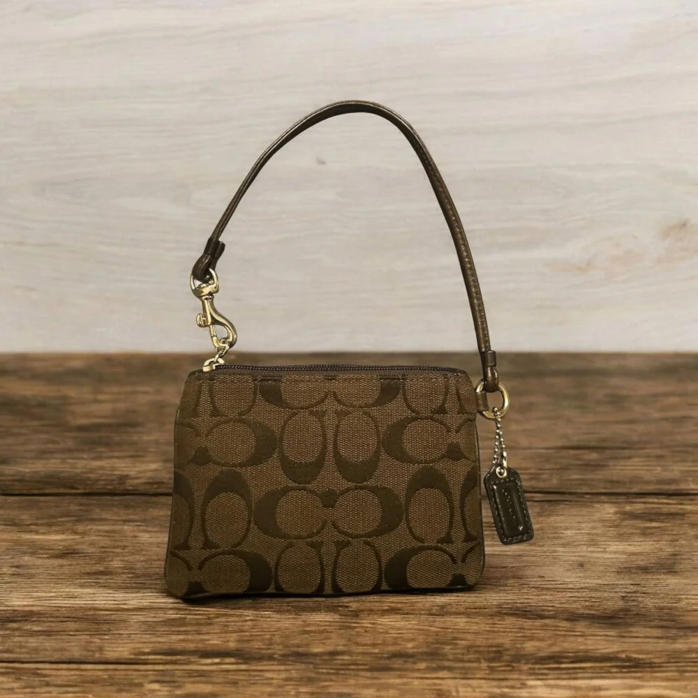 Coach Brown Signature Wristlet - Picture 2 of 5